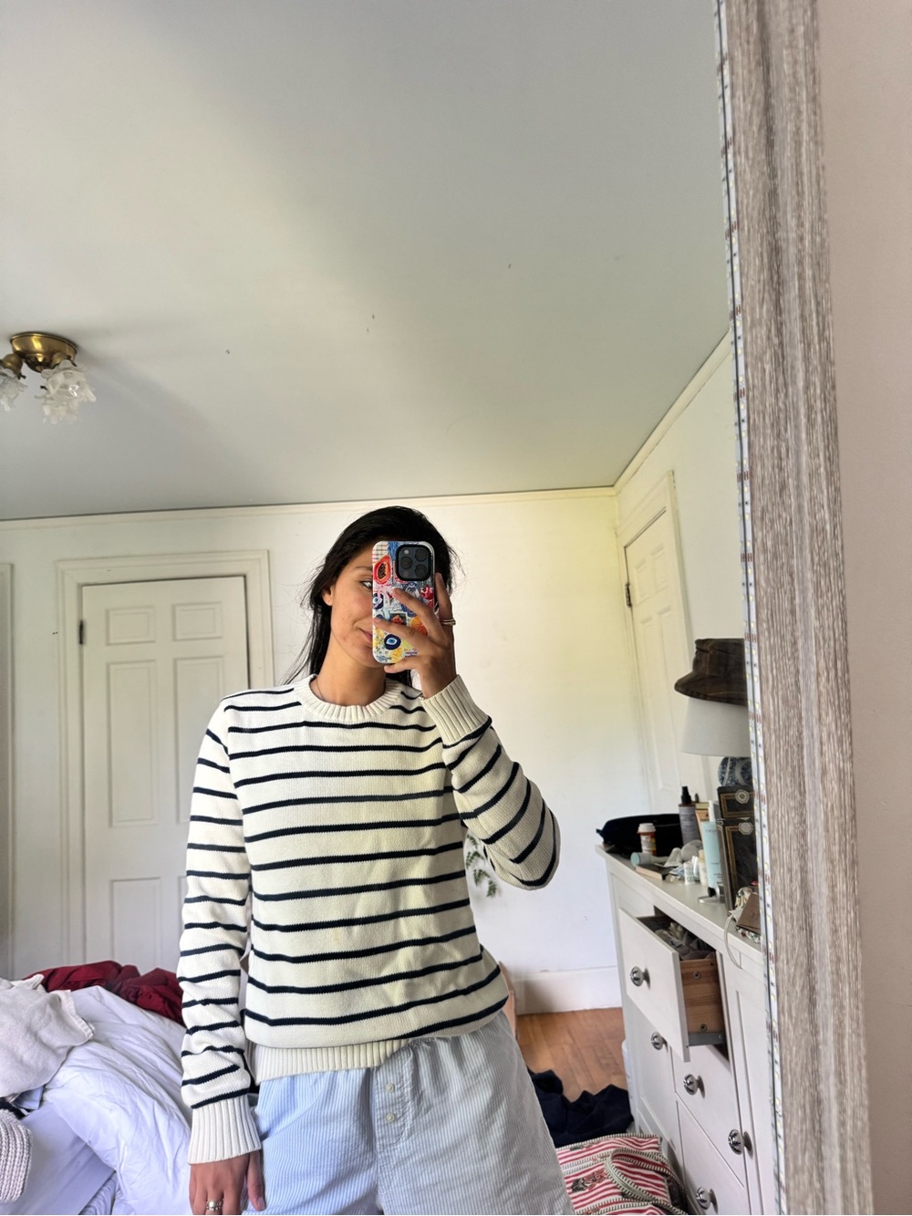 Brandy Melville white and black striped sweater